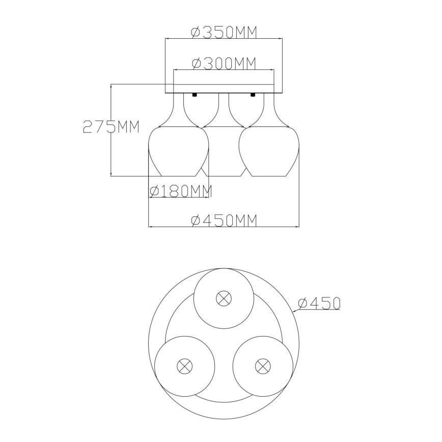 Globo - Lámpara de techo 3xE27/40W/230V antracita