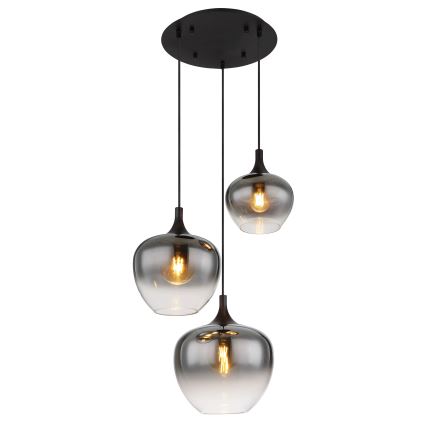 Globo - Lámpara colgante 3xE27/40W/230V diá. 48 cm negro