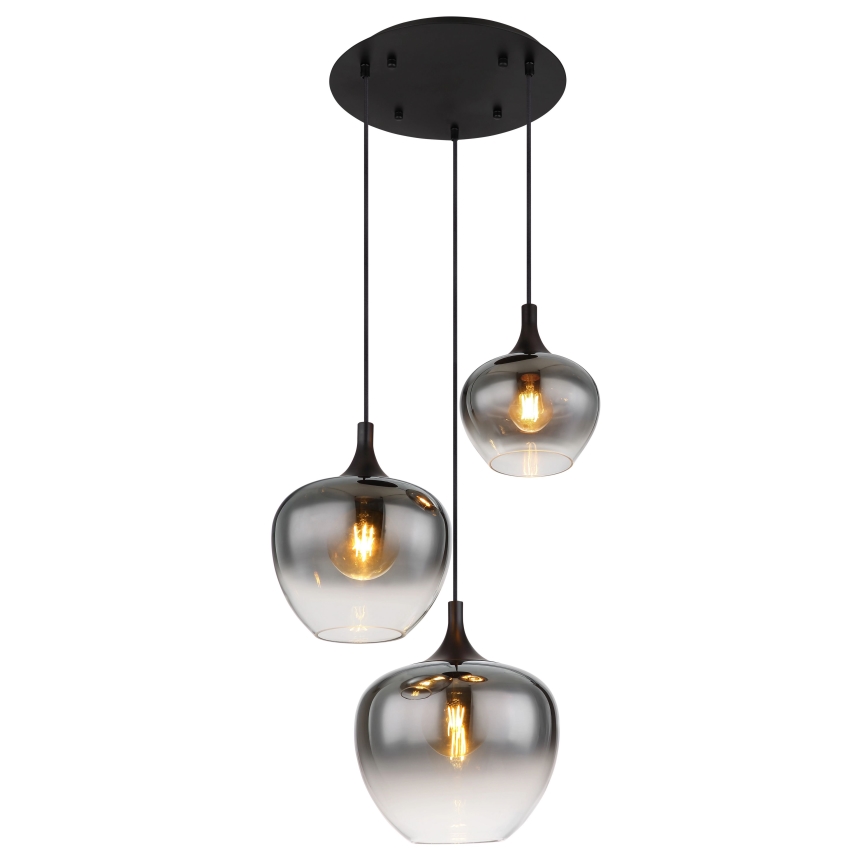 Globo - Lámpara colgante 3xE27/40W/230V diá. 48 cm negro