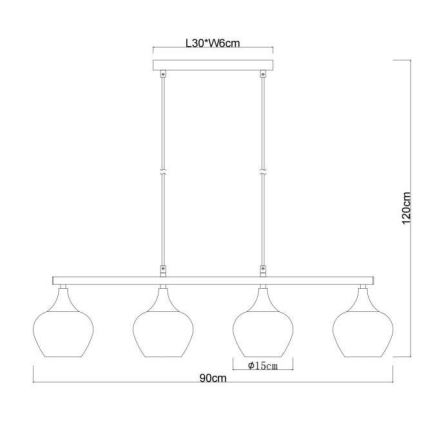 Globo - Lámpara colgante 4xE27/40W/230V negro