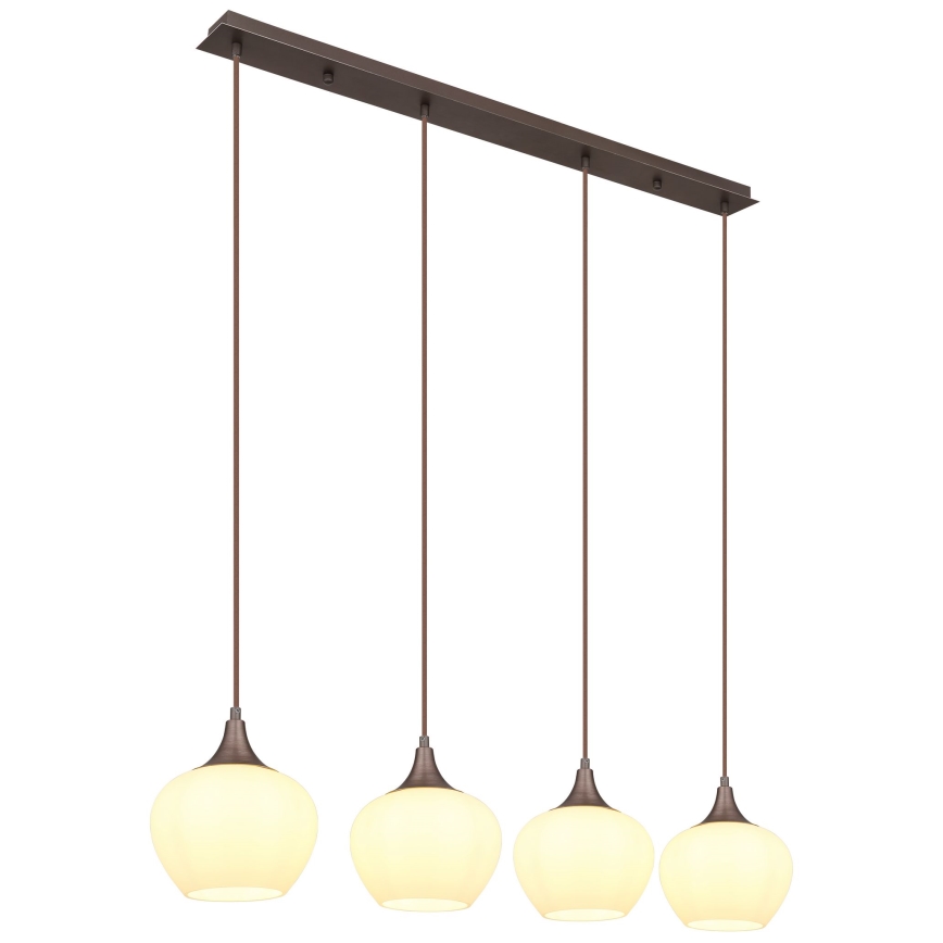 Globo - Lámpara colgante 4xE27/40W/230V blanco/marrón
