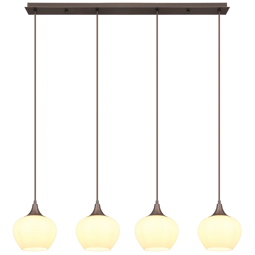 Globo - Lámpara colgante 4xE27/40W/230V blanco/marrón