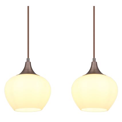 Globo - Lámpara colgante 4xE27/40W/230V blanco/marrón