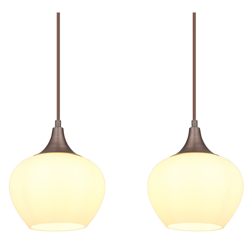 Globo - Lámpara colgante 4xE27/40W/230V blanco/marrón