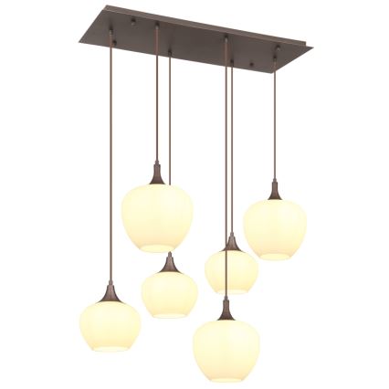 Globo - Lámpara colgante 6xE27/40W/230V blanco
