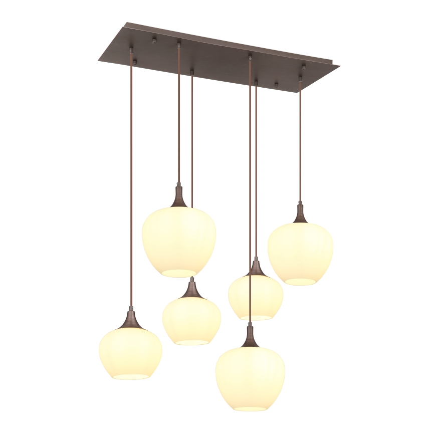 Globo - Lámpara colgante 6xE27/40W/230V blanco