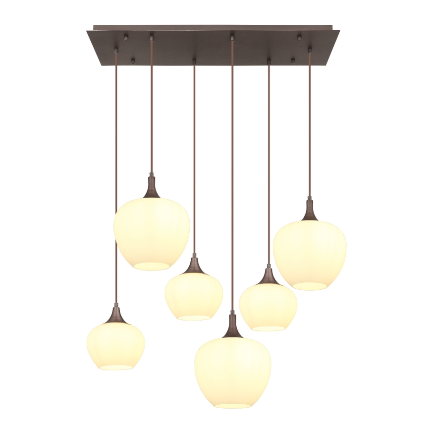 Globo - Lámpara colgante 6xE27/40W/230V blanco