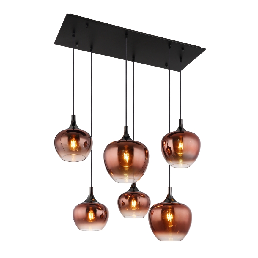 Globo - Lámpara colgante 6xE27/40W/230V marrón/ahumado