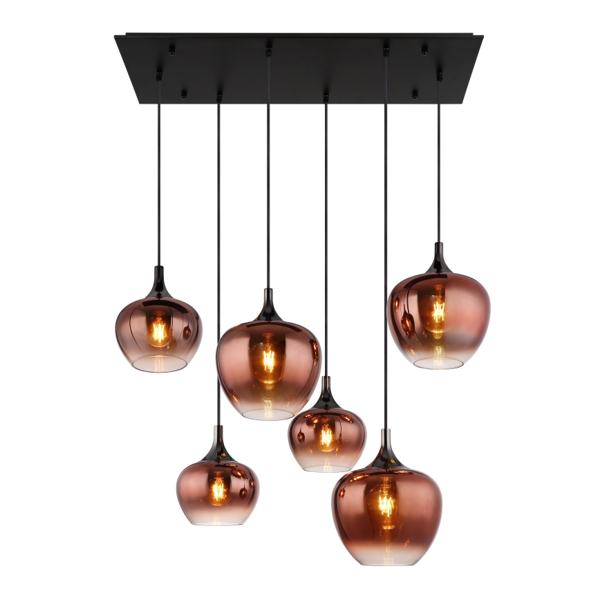 Globo - Lámpara colgante 6xE27/40W/230V marrón/ahumado