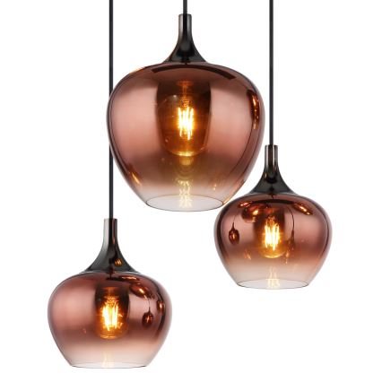 Globo - Lámpara colgante 6xE27/40W/230V marrón/ahumado