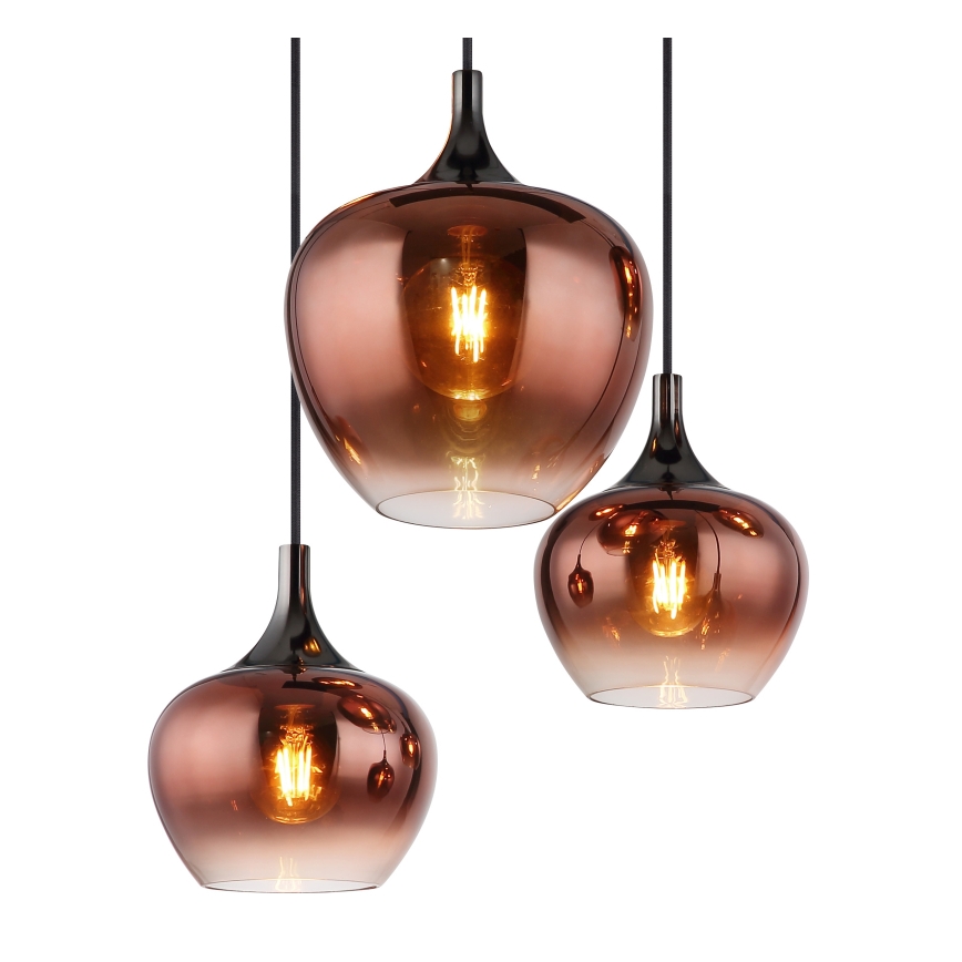 Globo - Lámpara colgante 6xE27/40W/230V marrón/ahumado