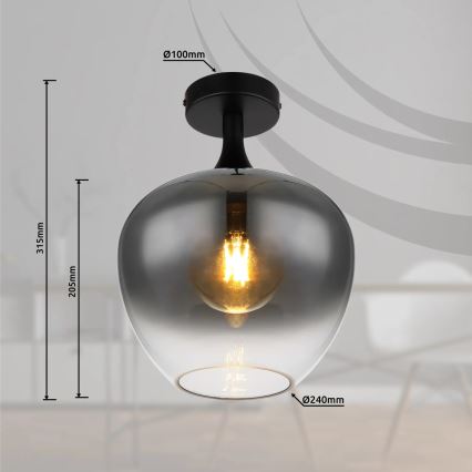 Globo - Plafón 1xE27/40W/230V humo
