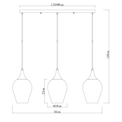Globo - Lámpara colgante 3xE27/60W/230V
