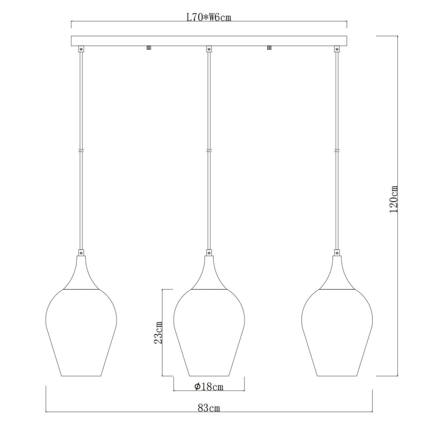 Globo - Lámpara colgante 3xE27/60W/230V
