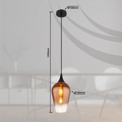 Globo - Lámpara colgante 1xE27/60W/230V diá. 18 cm cobre