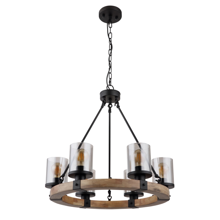 Globo - Lámpara colgante con cadena 6xE27/60W/230V roble