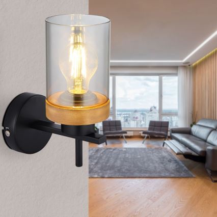 Globo - Lámpara de pared 1xE27/40W/230V metal/madera