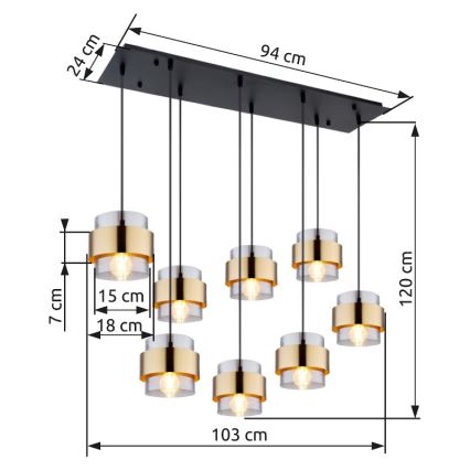 Globo - Lámpara colgante 8xE27/60W/230V