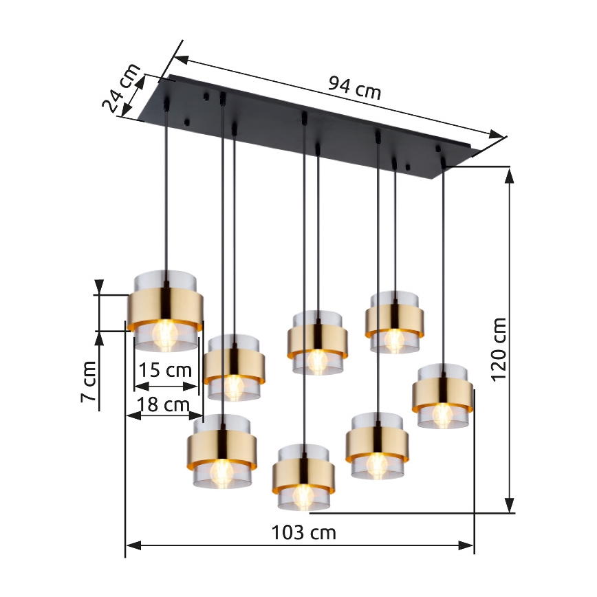 Globo - Lámpara colgante 8xE27/60W/230V