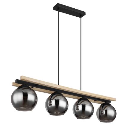 Globo - Lámpara colgante 4xE27/25W/230V pino