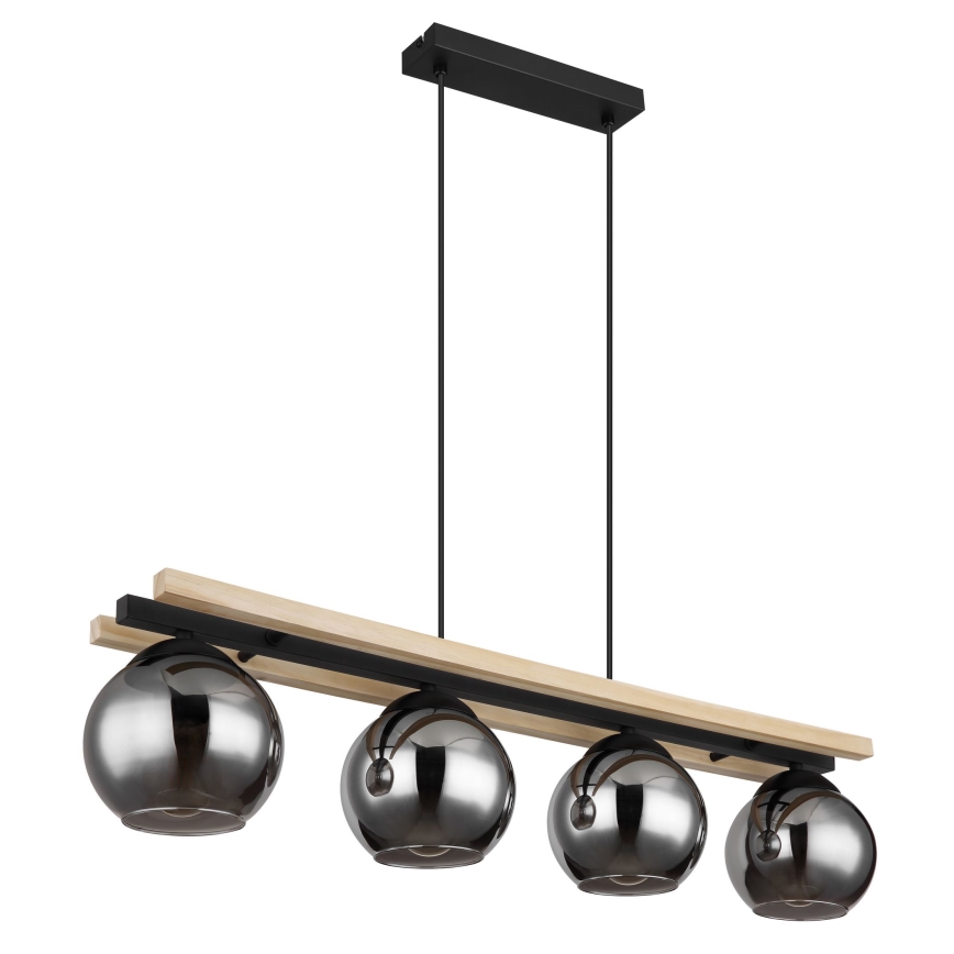 Globo - Lámpara colgante 4xE27/25W/230V pino