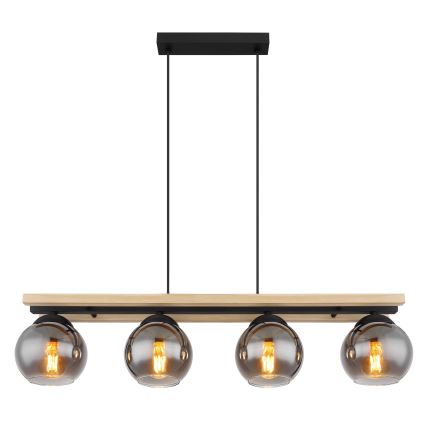 Globo - Lámpara colgante 4xE27/25W/230V pino