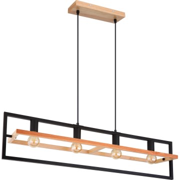 Globo 15575-4H - Lámpara colgante con cable ERICA 4xE27/40W/230V negro/beige