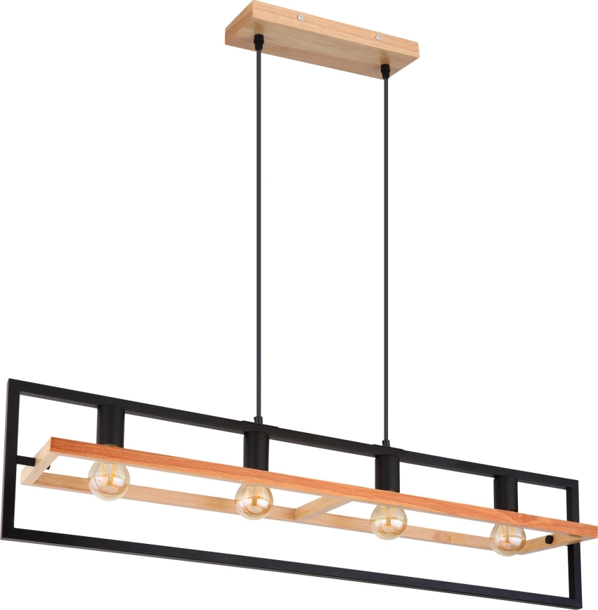 Globo 15575-4H - Lámpara colgante con cable ERICA 4xE27/40W/230V negro/beige