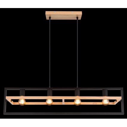 Globo 15575-4H - Lámpara colgante con cable ERICA 4xE27/40W/230V negro/beige