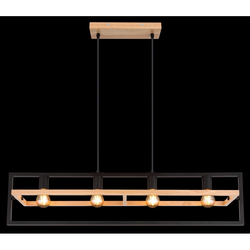 Globo 15575-4H - Lámpara colgante con cable ERICA 4xE27/40W/230V negro/beige
