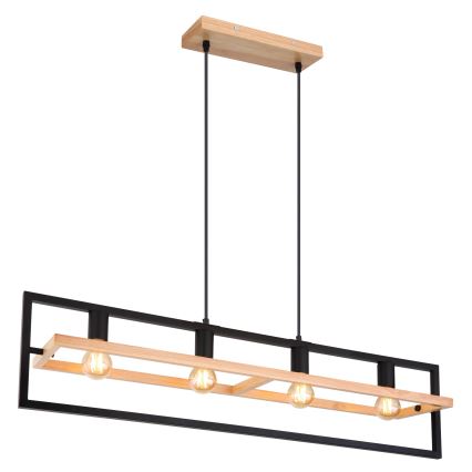 Globo 15575-4H - Lámpara colgante con cable ERICA 4xE27/40W/230V negro/beige