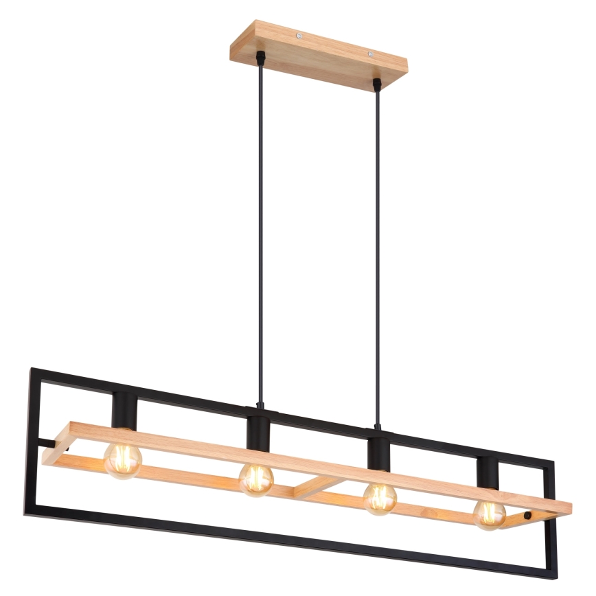Globo 15575-4H - Lámpara colgante con cable ERICA 4xE27/40W/230V negro/beige