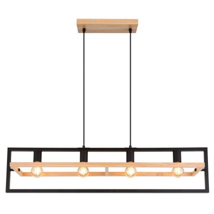 Globo 15575-4H - Lámpara colgante con cable ERICA 4xE27/40W/230V negro/beige