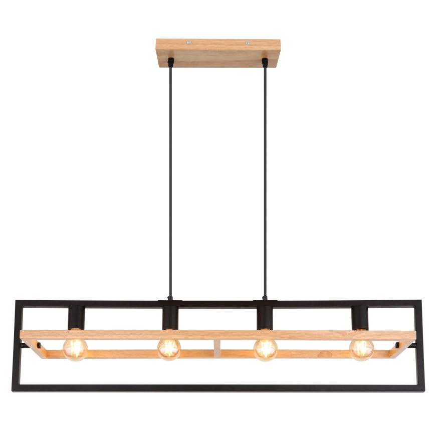 Globo 15575-4H - Lámpara colgante con cable ERICA 4xE27/40W/230V negro/beige