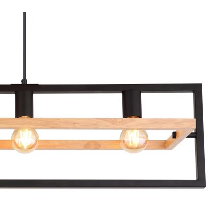 Globo 15575-4H - Lámpara colgante con cable ERICA 4xE27/40W/230V negro/beige