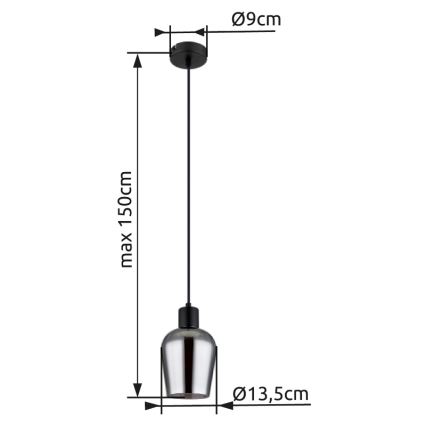 Globo - Lámpara colgante 1xE27/40W/230V diá. 13,5 cm negro