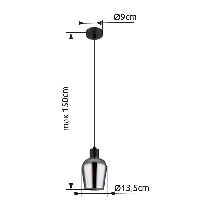 Globo - Lámpara colgante 1xE27/40W/230V diá. 13,5 cm negro