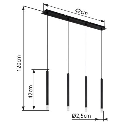 Globo - Lámpara colgante 4xG9/4W/230V negro