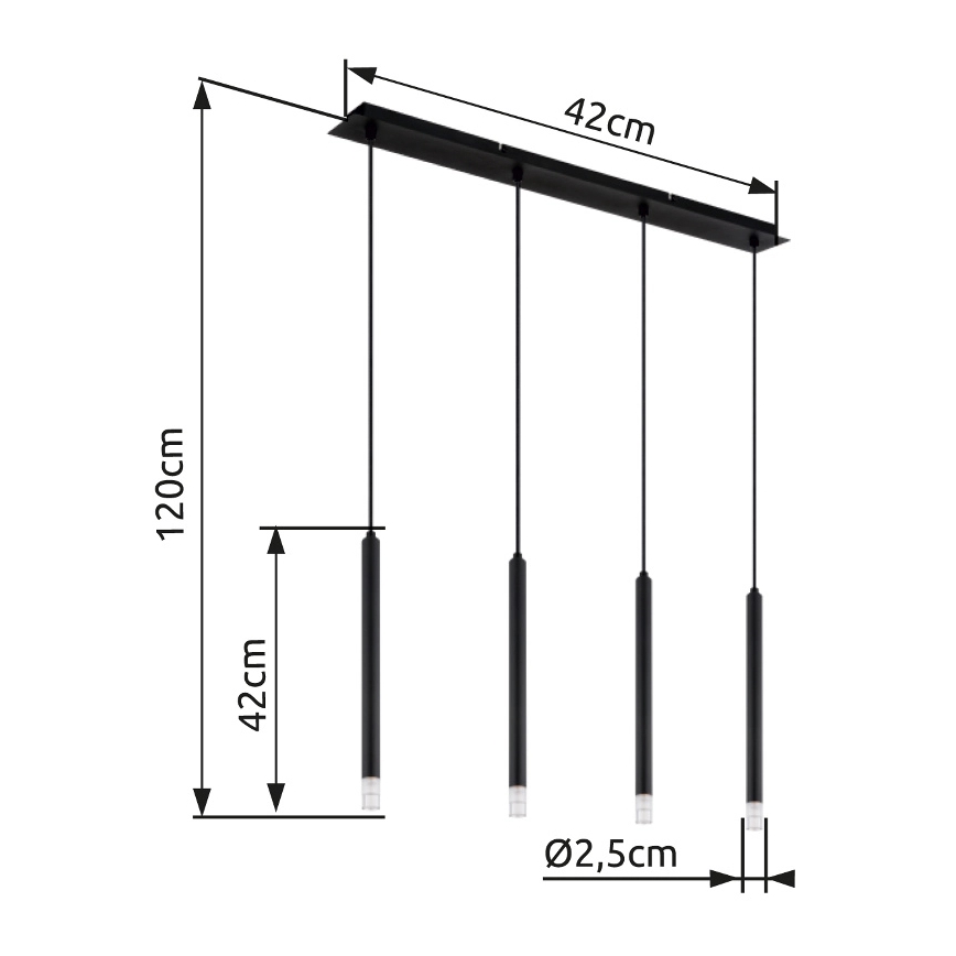 Globo - Lámpara colgante 4xG9/4W/230V negro