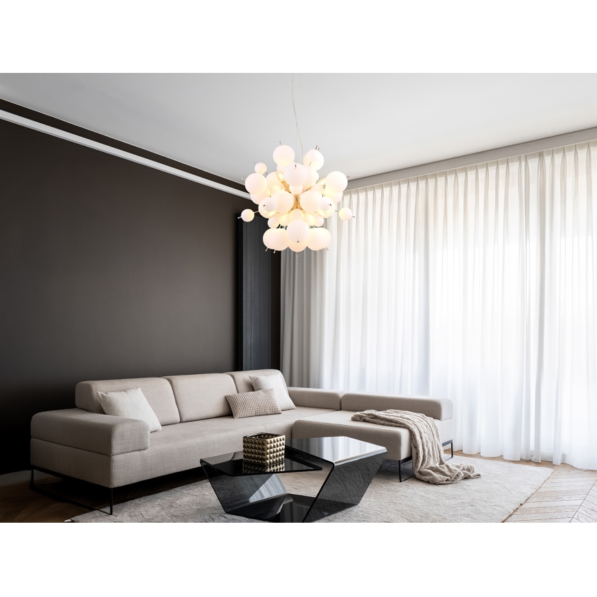 Globo - Lámpara colgante 6xE14/25W/230V diá. 55 cm blanco