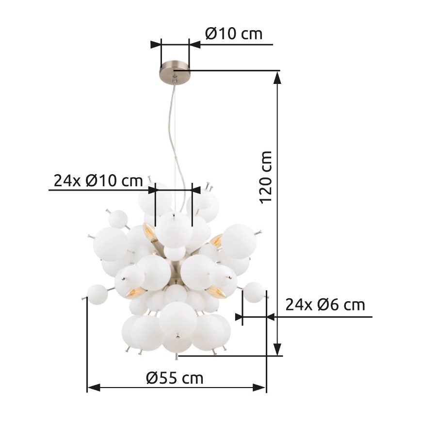 Globo - Lámpara colgante 6xE14/25W/230V diá. 55 cm blanco