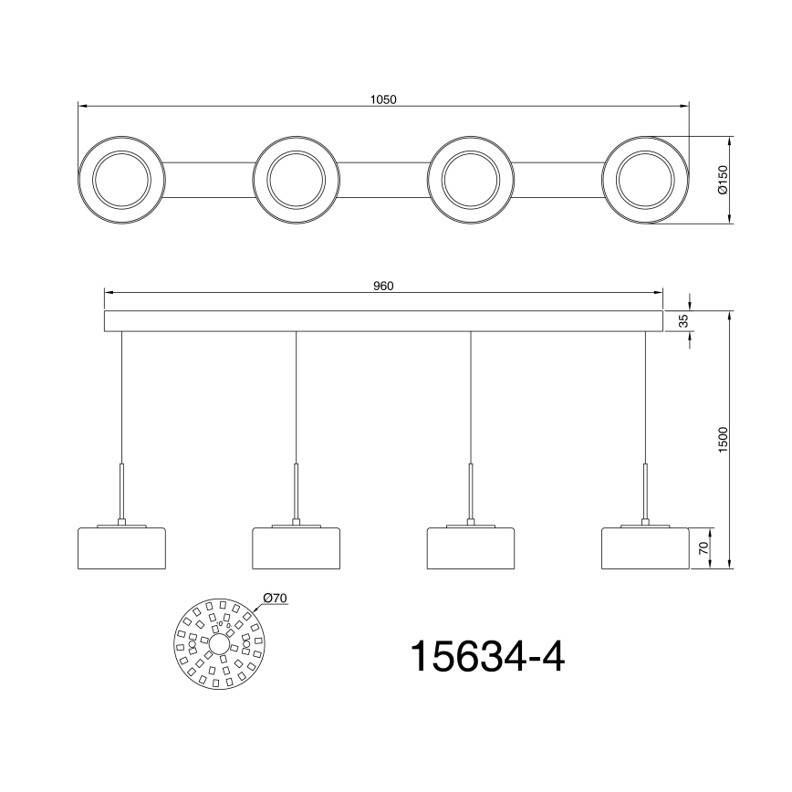 Globo - Lámpara LED colgante 4xLED/8W/230V