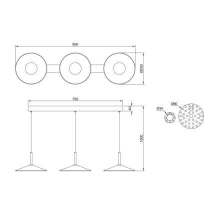 Globo - Lámpara colgante LED con cable LED/24W/230V 4000K negra