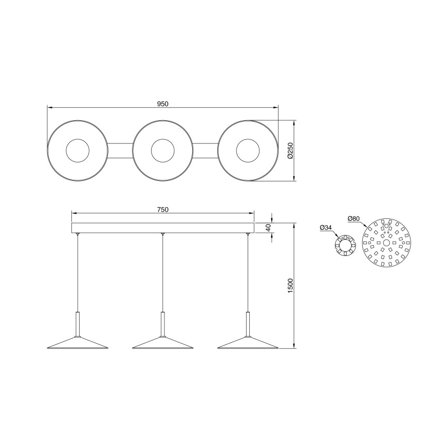 Globo - Lámpara colgante LED con cable LED/24W/230V 4000K negra