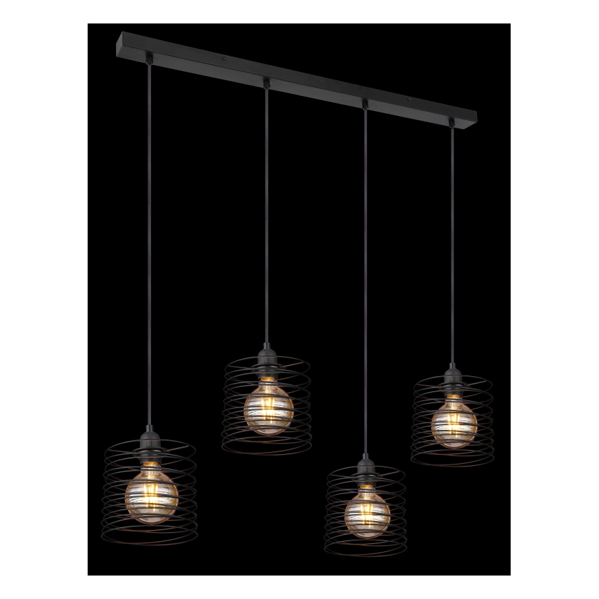 Globo 15640-4H - Lámpara colgante con cable TILLY 4xE27/60W/230V negra