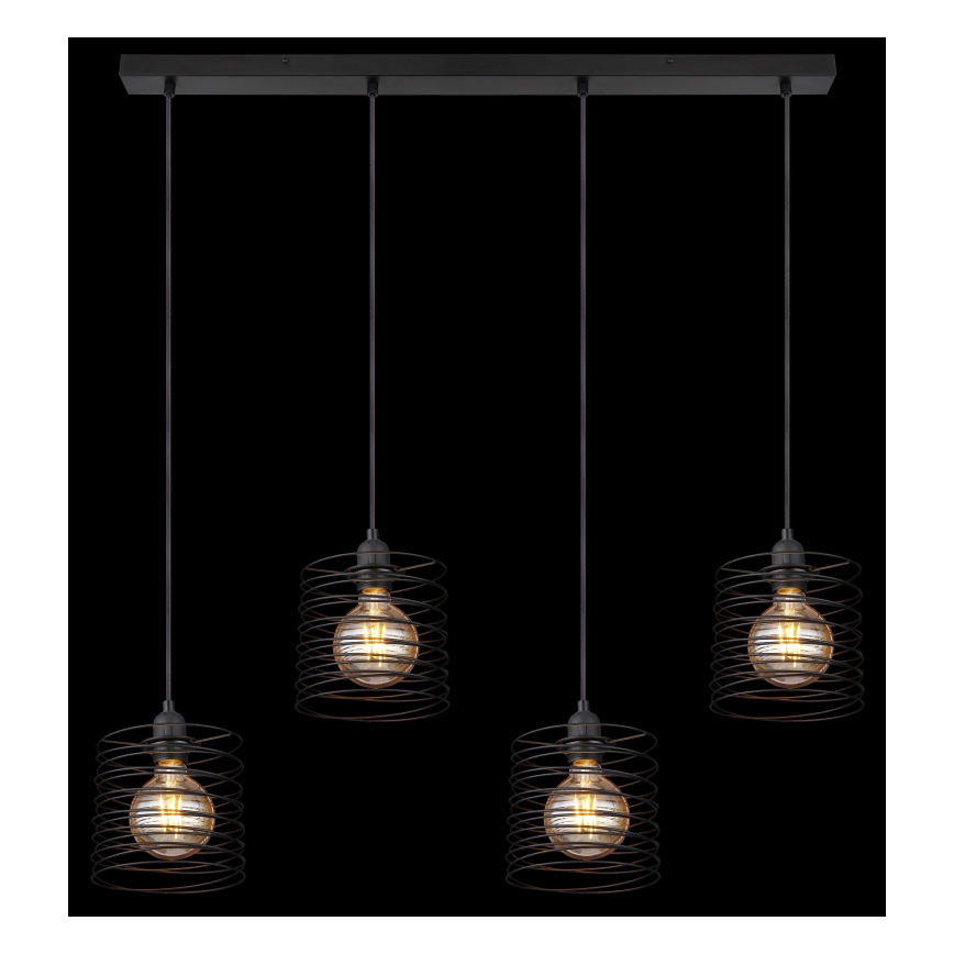 Globo 15640-4H - Lámpara colgante con cable TILLY 4xE27/60W/230V negra