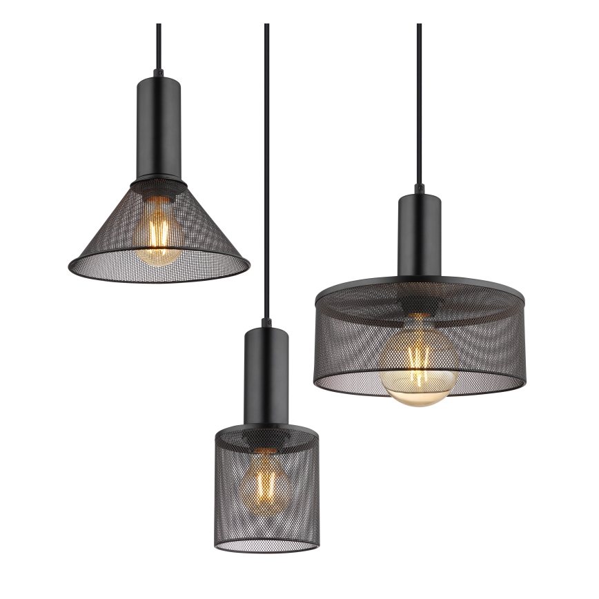 Globo 15648-6H - Lámpara colgante JEDD con cable 6xE27/60W/230V, negra