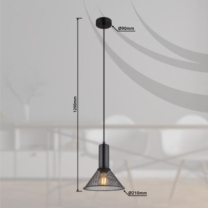 Globo - Lámpara colgante 1xE27/60W/230V negro