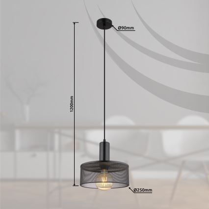Globo - Lámpara colgante 1xE27/60W/230V negro