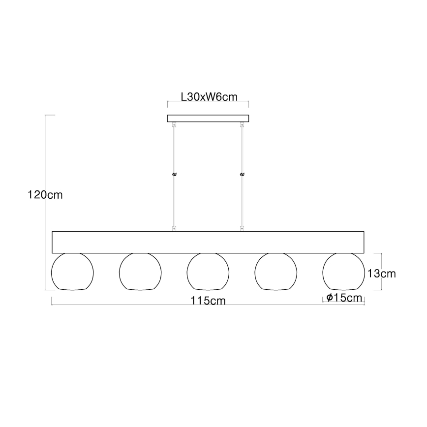 Globo - Lámpara colgante 5xE27/40W/230V